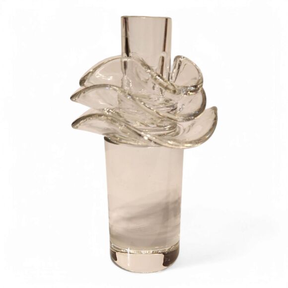 Vintage Crystal Rosenthal Glass Candleholder, Taper Candle, Wavy Ruffle Clear - Picture 1 of 6
